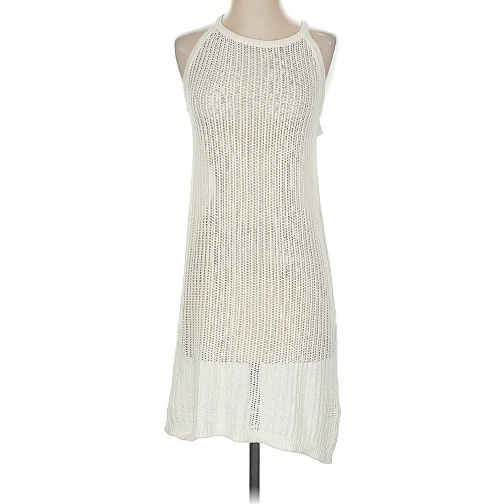 Tahari White Knit Crochet Sleeveless Dress (Beach Cover up)
